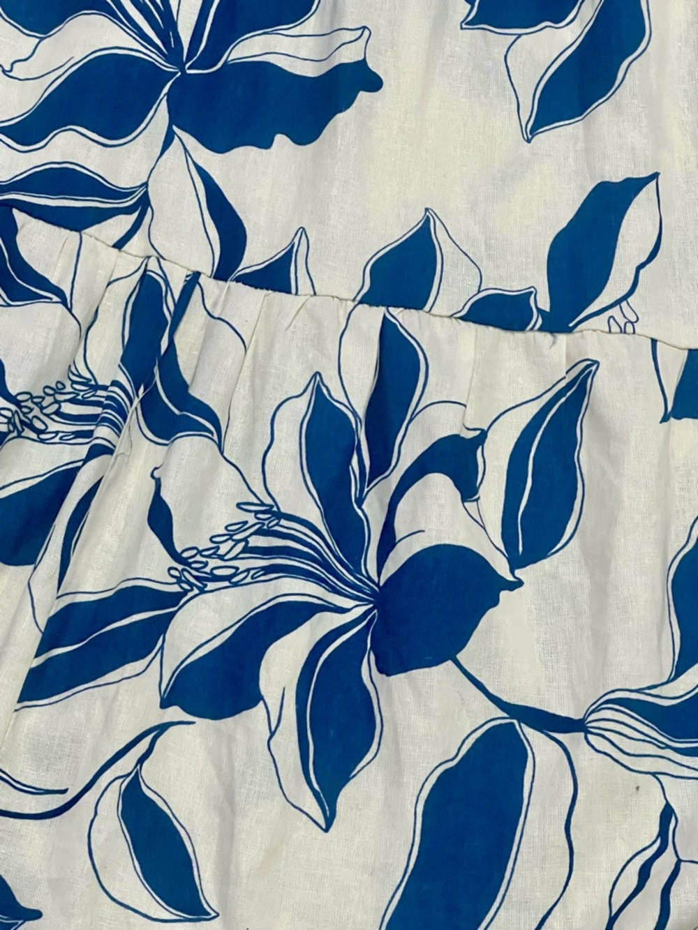 🌿 NWT 1.STATE Linen Blend Tiered Maxi Dress | Blue Floral | XL | Pockets - Picture 2 of 7